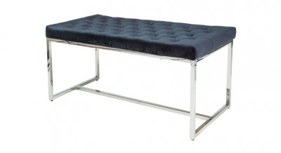 Banca din metal, tapitata cu stofa Nauticus Black / Chrome, l100xA46xH48 cm
