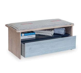 Banca din pal cu 1 sertar pentru tineret, baieti 12-24 ani, Trio Natur / Blue, l98xA43xH43 cm