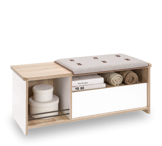 Banca din pal cu 1 sertar pentru tineret Dynamic Alb / Natur, l104xA41xH41 cm