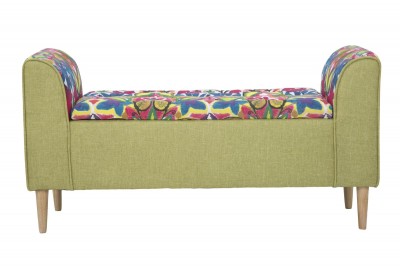 Banca tapitata cu stofa, cu spatiu de depozitare Hippie Multicolor, l114xA43xH58 cm
