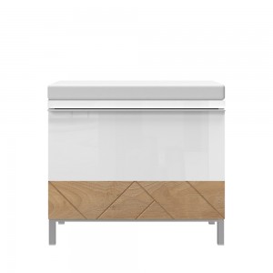 Banca tapitata cu stofa, cu 1 usa, Avis K1 Alb / Nuc Pacific, l56xA35xH51 cm