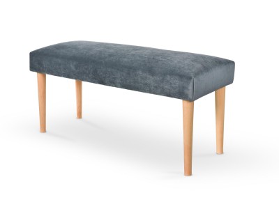 Banca tapitata cu stofa, cu picioare din lemn Makima Grey / Natural, l80xA30xH40 cm