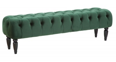 Banca tapitata cu stofa, cu picioare din MDF Chantal Verde, l149,5xA40,5xH43 cm
