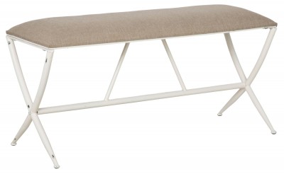 Banca tapitata cu stofa, cu picioare din metal Sarajevo II Bej, l100xA37,5xH50 cm