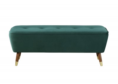 Banca tapitata cu stofa si picioare din lemn Palm Velvet Verde, l125xA47,5xH46,5 cm