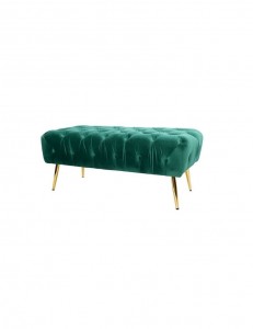 Banca tapitata cu stofa si picioare metalice Letto Velvet Verde / Auriu, l100xA42xH45 cm