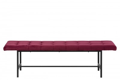 Banca tapitata cu stofa si picioare metalice Sigfrid Velvet Bordeaux / Negru, l160xA37xH46,5 cm