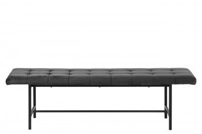 Banca tapitata cu stofa si picioare metalice Sigfrid Velvet Gri Inchis / Negru, l160xA37xH46,5 cm