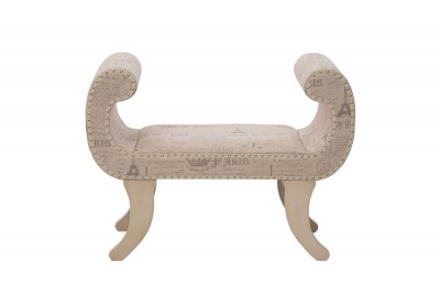 Banca tapitata cu stofa, cu picioare din lemn Paris Close Bej, l96xA43xH70 cm