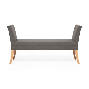 Banca tapitata cu stofa, cu picioare din lemn Selma Linen Grey, l130xA48xH67 cm