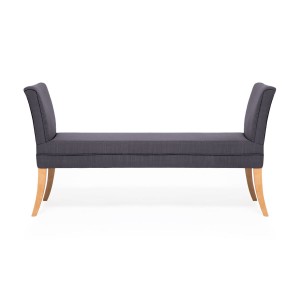 Banca tapitata cu stofa, cu picioare din lemn Selma Linen Indigo Blue, l130xA48xH67 cm