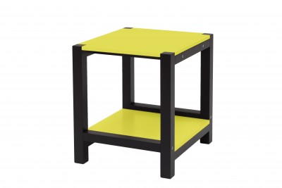 Masa de cafea din lemn de fag si MDF Triventi Yellow / Black, L40xl30xH40 cm