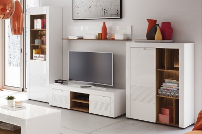 Set de mobila living din pal si MDF, 4 piese Belfort Alb