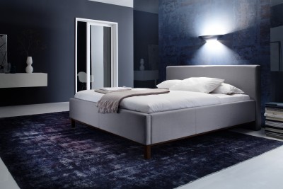 Pat tapitat cu stofa Bellanotte Light Grey cu picioare Wenge 1