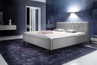 Pat tapitat cu stofa Bellanotte Light Grey cu picioare Wenge 2