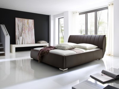 Pat tapitat cu piele ecologica Bern Maro