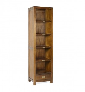 Biblioteca din lemn si furnir, cu 1 sertar, Flamingo Nuc, l50xA40xH190 cm