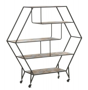 Biblioteca din metal si MDF Tridy Multicolor, l120xA32xH122 cm