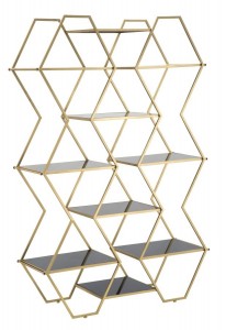 Biblioteca din metal si sticla Egypt Auriu / Negru, l120xA40xH179 cm