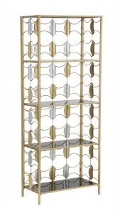 Biblioteca din metal si sticla Leaf Auriu / Negru, l64xA33xH162 cm