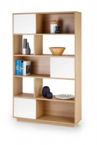 Biblioteca din pal, cu 3 usi glisante Regalis-23 Stejar Auriu / Alb Mat, l110xA33xH180 cm