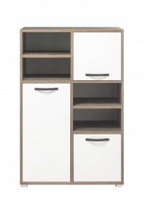 Biblioteca din pal cu 3 usi, pentru copii Vicky II Alb / Natur, l95xA46xH146 cm