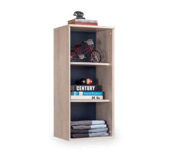 Biblioteca din pal pentru tineret, baieti 12-24 ani, Trio Natur / Dark Blue, l39xA32xH88 cm