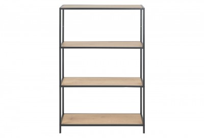 Biblioteca din pal si metal Seaford I Stejar / Negru, l77xA35xH114 cm