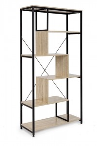 Biblioteca din pal si metal, Elettra Stair Natural / Negru, l84xA34xH162 cm