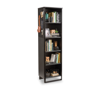 Biblioteca din pal si metal pentru tineret Dark Metal New Black / Graphite, l53xA35xH180 cm