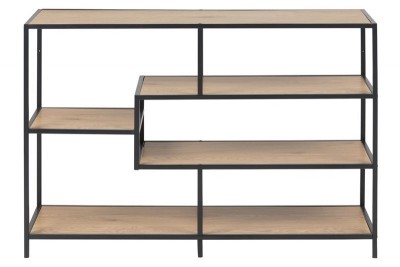 Biblioteca din pal si metal Seaford II Stejar / Negru, l114xA35xH78 cm