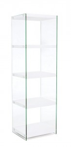 Biblioteca din sticla si MDF, Sury A Slim Alb, l48,5xA39xH160 cm