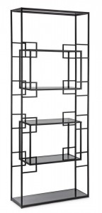 Biblioteca din sticla si metal, Korvet Transparent / Negru, l71xA25,5xH183 cm