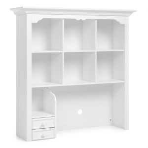 Biblioteca suspendata din lemn de pin si pal, cu 2 sertare, pentru copii si tineret Pallas Junior Alb, l132xA38xH131 cm