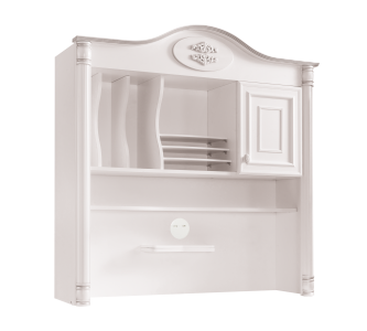 Biblioteca suspendata din pal cu 1 usa, pentru copii si tineret Romantic Alb, l117xA37xH119 cm