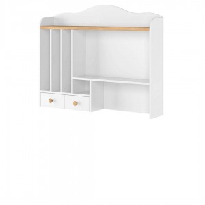 Biblioteca suspendata din pal, cu 2 sertare, pentru copii si tineret, Story 04 Alb / Stejar, l107xA20xH85 cm