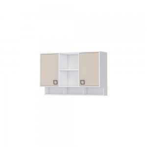 Biblioteca suspendata din pal, cu 2 usi, pentru copii, Kiki MRS Small Alb, l128xA37xH82 cm