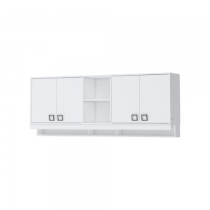 Biblioteca suspendata din pal, cu 4 usi, pentru copii, Kiki MKR Large Alb, l209xA37xH82 cm