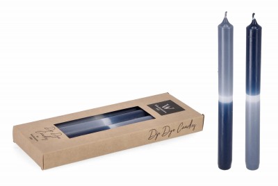 BIZZOTTO, Set 4 Lumanari Decorative Jolene, Gri / Bleumarin, din Parafina, Timp de Ardere 11H, Conice Ø2,3xH25 cm