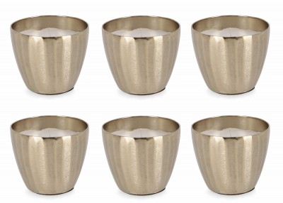 BIZZOTTO, Set 6 Lumanari Decorative Chisel Shaped A, Auriu, din Ceara in Pahar de Aluminiu, Rotunde Ø9,5xH8,5 cm