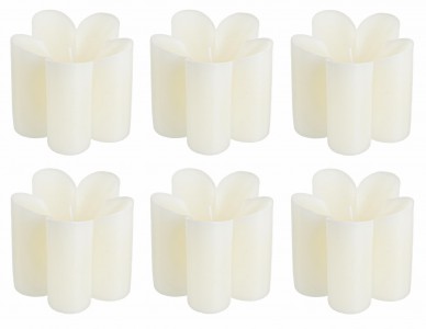 BIZZOTTO, Set 6 Lumanari Decorative Flower, Alb, din Ceara, Neregulate L8,8xl8,5xH7,5 cm