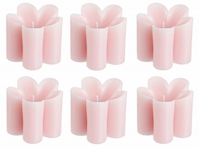 BIZZOTTO, Set 6 Lumanari Decorative Flower, Roz, din Ceara, Neregulate L8,8xl8,5xH7,5 cm