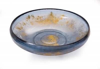 Bol decorativ Rustic Gold, Sticla, Ø 35 cm