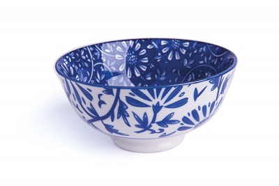 Bol din portelan, 250 ml, Ø12xH6 cm, Oriented Bleumarin / Alb