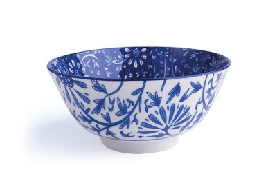 Bol din portelan, 600 ml, Ø16xH7,5 cm, Oriented Tall Bleumarin / Alb