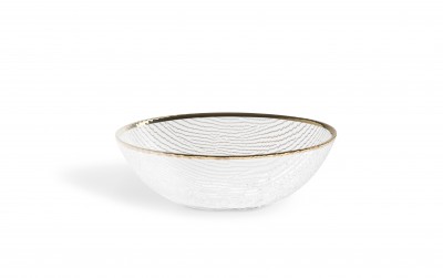 Bol din sticla, Ø16xH5,3 cm, Gold Transparent / Auriu