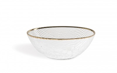 Bol pentru salata, din sticla, Ø23xH10 cm, Gold Transparent / Auriu