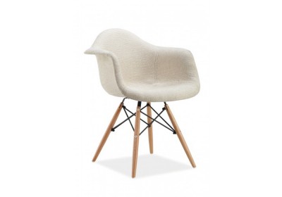Scaun tapitat cu stofa, cu picioare din lemn Bonita Cream, l63xA46xH80 cm