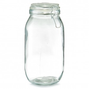 Borcan pentru depozitare cu capac, inchidere ermetica, Clip IV Glass, 2000 ml, Ø 12,6xH25,5 cm