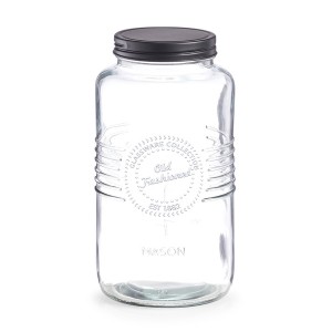 Borcan pentru depozitare din sticla, capac metalic, Old fashioned Negru Tall, 2000 ml, Ø12xH23 cm